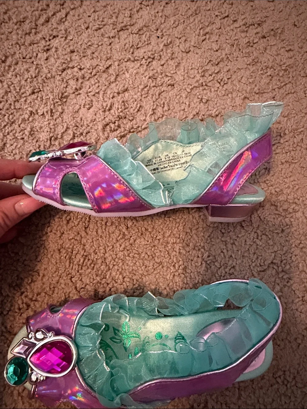 Disney Little Mermaid Iridescent Purple & Teal Jewel Dress-Up Shoes